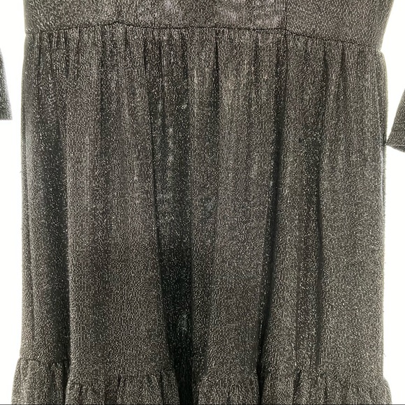 Shimmery black and silver long sleeve midi dress - Picture 6 of 15